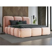 Exklusive Polsterbett 160x200 cm Bubble - Velour Stoff, Bettkasten & Lattenrost - Beige / Rosa (Magic velvet 2244) - Beige Rosa - Graingold von GRAINGOLD