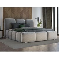 Polsterbett mit Bettkasten 180x200, Grau Samt, Bubble von GRAINGOLD