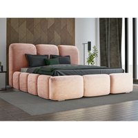 Exklusive Polsterbett 200x200 cm Bubble - Velour Stoff, Bettkasten & Lattenrost - Beige / Rosa (Magic velvet 2244) - Beige rosa - Graingold von GRAINGOLD