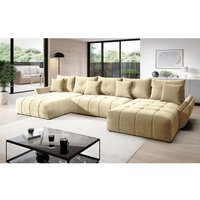 Eckcouch Decor u - Ecksofa L-form mit Bettkasten und Schlaffunktion - Beige - Beige - Graingold von GRAINGOLD