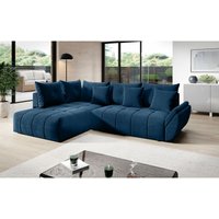 Eckcouch Genoa - Ecksofa mit Schlaffunktion - Modern Design, Samtstoff - Dunkelblau - Dunkelblau - Graingold von GRAINGOLD