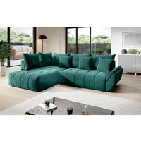 Eckcouch Genoa - Ecksofa mit Schlaffunktion - Modern Design, Samtstoff - Grün - Grün - Graingold von GRAINGOLD