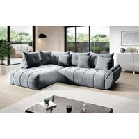 Eckcouch Genoa - Ecksofa mit Schlaffunktion - Modern Design, Samtstoff - Hellgrau - Hellgrau - Graingold von GRAINGOLD