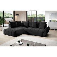 Eckcouch Genoa - Ecksofa mit Schlaffunktion - Modern Design, Samtstoff - Schwarz - Schwarz - Graingold von GRAINGOLD