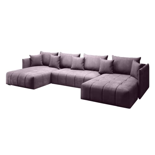 GRAINGOLD Ecksofa Ardi U mit Schlaffunktion 180 x 353cm - Bequemes, Elegantes Schlafsofa mit Kissen, Bettkasten - Wohnzimmer Sofa im modernen Stil - Steppungen und Nähte, bequemer Schlaf von GRAINGOLD