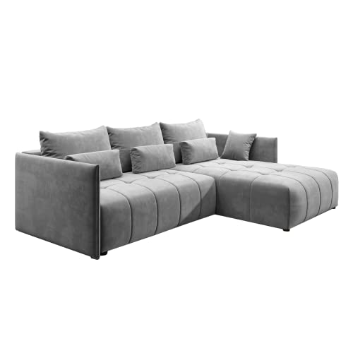 GRAINGOLD Ecksofa Ardi mit Schlaffunktion 178 x 247cm - Bequemes, Elegantes Schlafsofa mit Bettkasten – Wohnzimmer Sofa im modernen Stil - T30-Schaum und gewellte Feder, bequemer Schlaf von GRAINGOLD