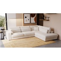 Ecksofa Disney - Polsterecke - L-Form Sofa, Polstergarnitur, Eckcouch vom Hersteller, Eckcouch in Beige - (Lincoln 03, Seite: Rechts) - Beige von GRAINGOLD