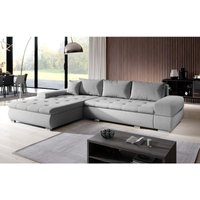 GRAINGOLD Ecksofa L-form Sonia - Universelle Ottomane - Sofa mit Schlaffunktion & Bettkasten - Grau - Grau von GRAINGOLD