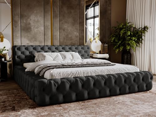 GRAINGOLD Palini Bett 180x200, Polsterbett mit Bettkasten, Polsterbett mit Stauraum, Samt, mit Lattenrost, mit Kopfteil, ohne Matratze (Schwarz, 180x200) GRAINGOLD Palini Bett 180x200, Polsterbett mit Bettkasten, Polsterbett mit Stauraum, Samt, mit Lattenrost, mit Kopfteil, ohne Matratze (Schwarz, 180x200) von GRAINGOLD