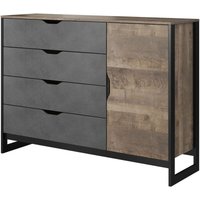 Kommode 138cm Denis - Sideboard, Loft-Kommode mit Schubladen - Kommode zum Wohnzimmer oder Schlafzimmer - Dunkelbraun - Dunkelbraun - Graingold von GRAINGOLD