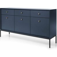 Kommode 154cm Amor - Kommodenschrank auf Beinen, Kommode für Wohnzimmer - Sideboard mit 3 Türen und 3 Schubladen - Dunkelblau - Dunkelblau - Graingold von GRAINGOLD