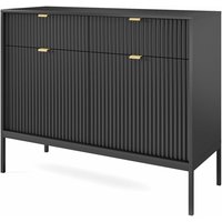 Kommode Amber - Loft Kommode, Moderne Sideboard, Highboard Schrank, Kommode auf Beinen, Stilvolles Wohnzimmer - Schwarz - Schwarz - Graingold von GRAINGOLD