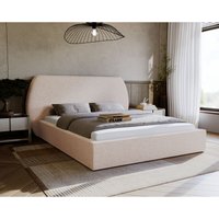 Polsterbett 120x200 Blossom - Bett mit Lattenrost & Bettkasten - Bouclé Stoff - Modern Schlafzimmerbett - Beige - Beige - Graingold von GRAINGOLD