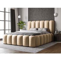 GRAINGOLD Polsterbett 120x200 cm Cloud - Bett mi Lattenrost - Samtstoff & Bettkasten - Beige - Beige von GRAINGOLD