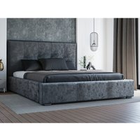 GRAINGOLD Polsterbett 160x200 cm Valencia - Doppelbett mit Bettkasten - Dunkelgrau (Eureka 2135) - Dunkelgrau von GRAINGOLD