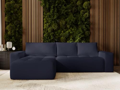 GRAINGOLD Portland Ecksofa mit Schlaffunktion & Bettkasten 250x165 cm, L-Form Sofa mit Stauraum, Schlafcouch für Wohnzimmer, Velour, 3-Sitzer Eckcouch, Modernes Design (Antrazit, Links) von GRAINGOLD