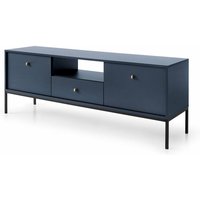 Graingold - TV-Schrank Amor - TV-Lowboard, Stilvoll TV-Tisch mit Metallfüße, Loft TV-Schrank, Modern TV-Kommode - Dunkelblau - Dunkelblau von GRAINGOLD