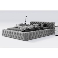 Glamour Polsterbett 180x200 cm Armani Bis - Premium Doppelbett, Samtstoff, Lattenrost - Grau (Magic velvet 2217) - Grau - Graingold von GRAINGOLD