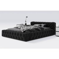 Glamour Polsterbett 180x200 cm Armani Bis - Premium Doppelbett, Samtstoff, Lattenrost - Schwarz (Magic velvet 2219) - Schwarz - Graingold von GRAINGOLD