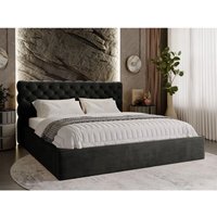 Polsterbett mit Bettkasten 160x200, Schwarz Samt, Apollo von GRAINGOLD