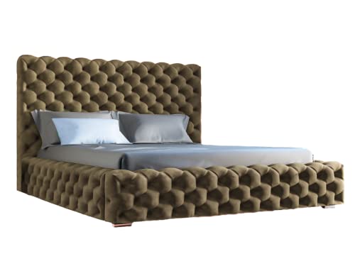 Heaven Polsterbett im Glamour-Stil mit zwei Bettkästen, verstärkter Holzrahmen, Chrombeine - große Auswahl an Stoffen - Komfort und Funktionalität – luxuriöses Schlafzimmerbett Größe 140x200 von GRAINGOLD