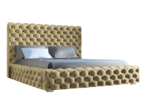 Heaven Polsterbett im Glamour-Stil mit zwei Bettkästen, verstärkter Holzrahmen, Chrombeine - große Auswahl an Stoffen - Komfort und Funktionalität – luxuriöses Schlafzimmerbett Größe 160x200 von GRAINGOLD