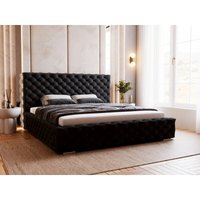 Polsterbett mit Bettkasten 180x200, Schwarz Samt, Astra von GRAINGOLD