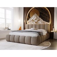 Polsterbett mit Bettkasten 200x200, Braun Bouclé, Cloud von GRAINGOLD