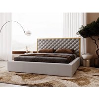 Polsterbett mit Bettkasten 200x200, Grau Samt, Bonito von GRAINGOLD
