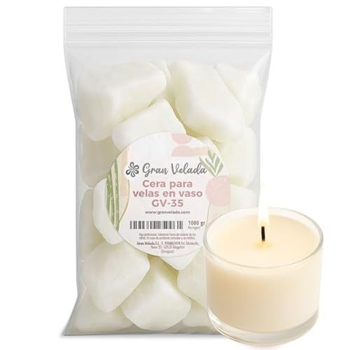Gran Velada Kerzenwachs im Glas GV-35, 1 kg, hochwertiges weißes Wachs zur Herstellung von Kerzen in Behältern, Wachs für selbstgemachte Duftkerzen Gran Velada Kerzenwachs im Glas GV-35, 1 kg, hochwertiges weißes Wachs zur Herstellung von Kerzen in Behältern, Wachs für selbstgemachte Duftkerzen von GRAN VELADA