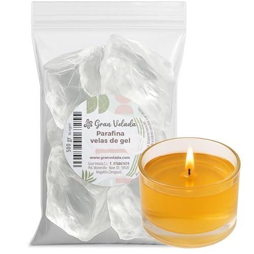 Gran Velada Paraffin-Gel für transparente Kerzen, 500 g, Paraffin-Gel mit durchscheinender und flexibler Textur, ideal für selbstgemachte dekorative Kerzen mit Glaseffekt von GRAN VELADA