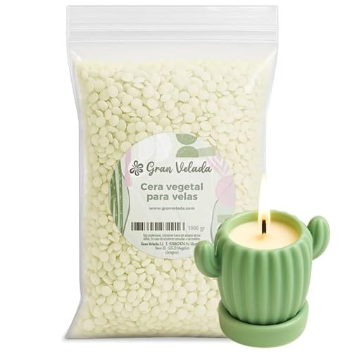 Gran Velada Pflanzenwachs für Kerzen im Glas, 1 kg, natürlich und vegan, einfache Verwendung mit Perlen, unterstützt bis zu 4 % Duftessenz Gran Velada Pflanzenwachs für Kerzen im Glas, 1 kg, natürlich und vegan, einfache Verwendung mit Perlen, unterstützt bis zu 4 % Duftessenz von GRAN VELADA