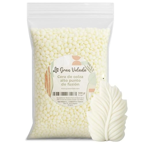 Gran Velada - Rapswachs mit hohem Schmelzpunkt, 5 kg, ideal für natürliche und vegane Kerzen, hohe Härte und unterstützt bis zu 6 % Duft von GRAN VELADA