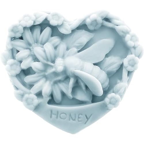 Seifenform aus Silikon, Herz, mit Biene und Blumen, perfekt für Honig- und Propolisseifen, antihaftbeschichtet und leicht zu entformen, 7,5 x 7,5 x 3 cm Seifenform aus Silikon, Herz, mit Biene und Blumen, perfekt für Honig- und Propolisseifen, antihaftbeschichtet und leicht zu entformen, 7,5 x 7,5 x 3 cm von GRAN VELADA