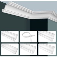 GRAND DECOR Stuckleisten Decke modern, PU Hartschaum & Flexibel - 2m Deckenleisten glatt P-Serie: Max. Paket (bester Meterpreis), P813 - 80x80mm von GRAND DECOR