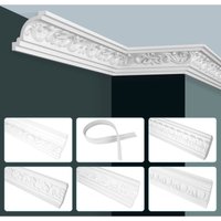 Stuckleisten Decke Barock Stil, pu Hartschaum & Flexibel - 2m Deckenleisten gemustert C-Serie: 2 Meter / 1 Leiste, C753 - 80x54mm - Grand Decor von GRAND DECOR