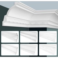 Stuckleisten Decke Barock Stil, pu Hartschaum weiß - 2m Deckenleisten gemustert C-Serie: 2 Meter / 1 Leiste, C705 - 60x60mm - Grand Decor von GRAND DECOR