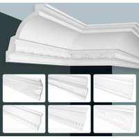 Stuckleisten Decke Barock Stil, pu Hartschaum weiß - 2m Deckenleisten gemustert C-Serie: 2 Meter / 1 Leiste, C716 - 65x55mm - Grand Decor von GRAND DECOR