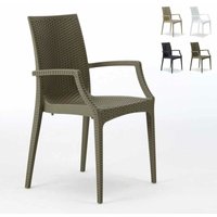 Bistrot Arm Grand Soleil Stühle mit Armlehnen Poly Rattan Bar Garten Farbe: Braun von GRAND SOLEIL