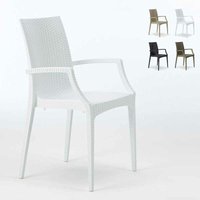 Bistrot Arm Grand Soleil Stühle mit Armlehnen Poly Rattan Bar Garten Farbe: Weiß von GRAND SOLEIL