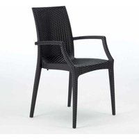 Bistrot Arm Grand Soleil Stühle mit Armlehnen Poly Rattan Bar Garten - Schwarz von GRAND SOLEIL