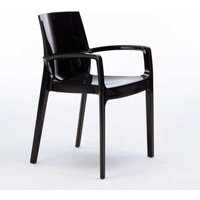 Cream Grand Soleil Stapelbare Polypropylen Stühle mit Armlehnen Küche Bar - Schwarz von GRAND SOLEIL