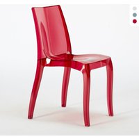 Cristal Light Grand Soleil Design stapelbare Stühle aus transparentem Polycarbonat für Küche und Bar - Transparent Rot Cristal Light Grand Soleil Design stapelbare Stühle aus transparentem Polycarbonat für Küche und Bar - Transparent Rot von GRAND SOLEIL