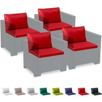 Ersatzkissen für Loungeset Gartenmöbelset Rattan Wasserdicht 4 Plätze Bica Grand Soleil - Rot von GRAND SOLEIL