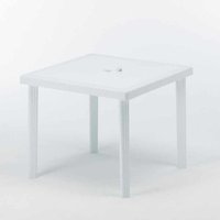 Grand Soleil Boheme Quadratischer Poly-Rattan-Garten-Bartisch 90x90 - Weiß von GRAND SOLEIL