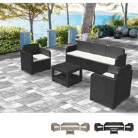 Grand Soleil - Positano Rattan Garten Lounge Sofa Couchtisch Sessel 5 Sitze für den Außenbereich Farbe: Schwarz von GRAND SOLEIL