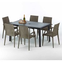 Poly Rattan Tisch Rechteckig mit 6 Bunten Polyrattan Stühlen 150x90 Schwarz Poly Rattan Tisch Rechteckig mit 6 Bunten Polyrattan Stühlen 150x90 Schwarz von GRAND SOLEIL