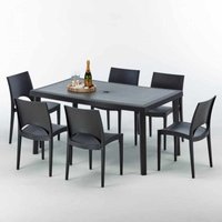 Poly Rattan Tisch Rechteckig mit 6 Bunten Polyrattan Stühlen 150x90 Schwarz Poly Rattan Tisch Rechteckig mit 6 Bunten Polyrattan Stühlen 150x90 Schwarz von GRAND SOLEIL