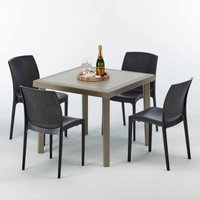Polyrattan Tisch Quadratisch mit 4 Bunten Stühlen 90x90 Beige Elegance Polyrattan Tisch Quadratisch mit 4 Bunten Stühlen 90x90 Beige Elegance von GRAND SOLEIL