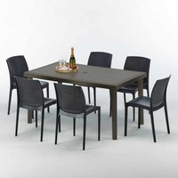 Polyrattan Tisch Rechteckig mit 6 Bunten Stühlen 150x90 Braun Focus Polyrattan Tisch Rechteckig mit 6 Bunten Stühlen 150x90 Braun Focus von GRAND SOLEIL